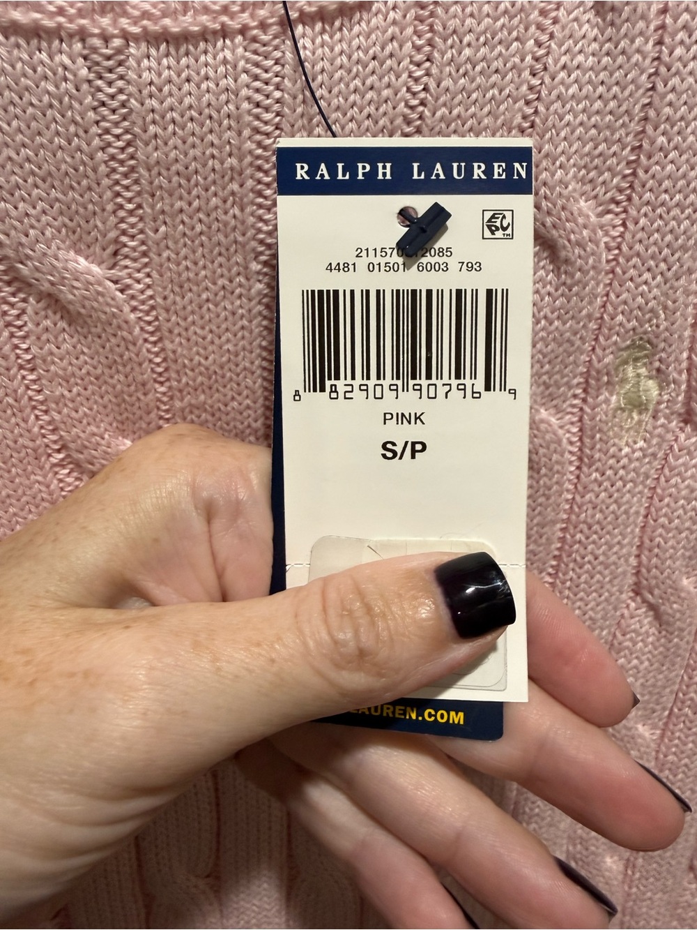 Polo by Ralph Lauren Pink Cable-Knit Crewneck Sweater size small NWT! - Picture 4 of 6